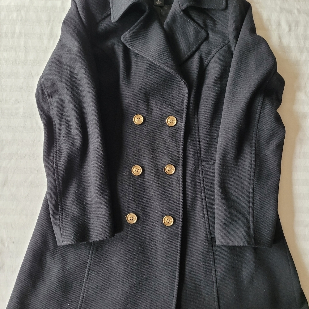 LIZ CLAIBORNE Elegant Black Double-Breasted Women's Coat - Picture 3 of 16